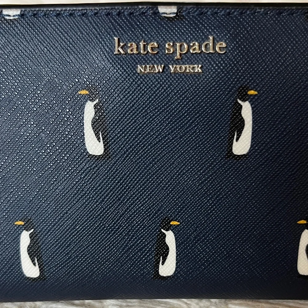 EUC Kate Spade Navy Blue Wallet with Penguin Design - Picture 3 of 7